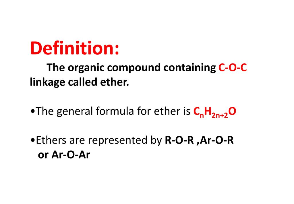 ethers definition chemistry